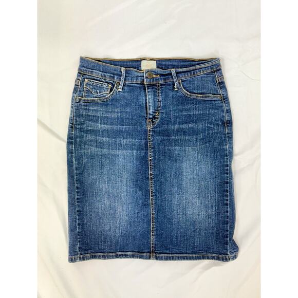 Vintage Levi Denim Mini Skirt Dark Blue-slit- 512 size 6 - Picture 4 of 9